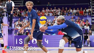 France DEVASTATES Germany with reverse sweep to keep volleyball title hopes alive  Paris Olympics [upl. by Yonah]