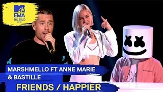 Marshmello Ft AnneMarie amp Bastille  FRIENDS  HAPPIER  2018 MTV EMA Live Performance [upl. by Meridel]