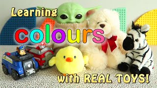 Paw Patrol Baby Yoda amp teddies Learning colours with real toys [upl. by Ecaj]