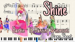 Shine  Barbie Twelve Dancing Princesses Piano Sheet Piano Solo Version Original Key [upl. by Tristis]