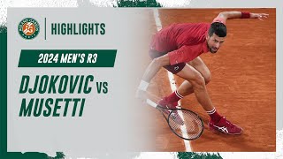 Djokovic vs Musetti Round 3 Highlights  RolandGarros 2024 [upl. by Kila]