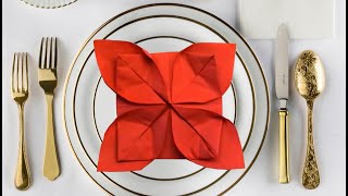 NAPKIN FOLD LOTUS  DIY Paper Folding Nenuphar FLOWER  Easy Tuto [upl. by Naget886]