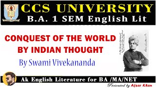 Conquest of the world by Indian Thought by Swami Vivekananda for BA 1 CCSU Meerut [upl. by Emmey]