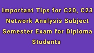 Important tips for Network Analysis Subject semester exam  diploma  ECE  3rd semester [upl. by Naliorf]