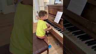 Songwriting Competition Isaac Age 5 Performing quotRain Going Downquot Piano Student [upl. by Qulllon]