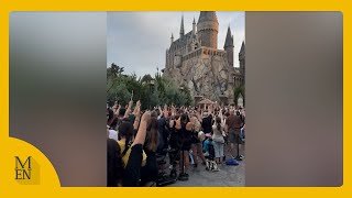 Harry Potter fans raise wands in tribute to Dame Maggie Smith [upl. by Yrotciv]