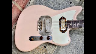 Waterslide Guitars Offset Shell Pink Coodercaster wMojo Lap Steel amp Teisco Spec Gold Foil Pickups [upl. by Jaworski]