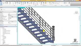 40 Editing Stair and Railings BalustersPosts تعديل السلم والدرابزين في مشروع ريفيت [upl. by Ecaj]