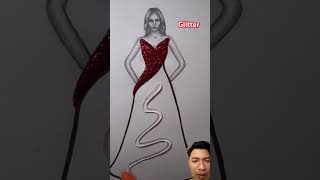 Mewarnai pakai Glitter art drawing fashion dress artist music song pop lyrics cover [upl. by Johnsten]