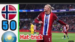 NORWAY Vs KAZAKHSTAN 50 HATTRICK HALLAND UEFA NATIONAS LEAGUE 2024 [upl. by Madonna]