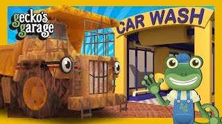 Dirty Diggers amp Dump Trucks in the Car Wash  Geckos Garage  Truck Cartoons For Children [upl. by Inahs]