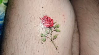 New Method For Making a Red Flower tattootattoo art Beautiful girl Sticker Temporary Tattoo [upl. by Seigel]