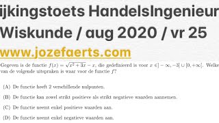 2230 Augustus 2020 Vraag 25  ijkingstoets Wiskunde Handelsingenieur [upl. by Naneek]