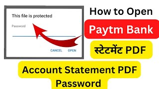 how to open paytm bank account statement pdf password  paytm statement ka password kya hai paytm [upl. by Atiz13]