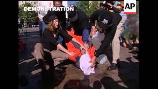 Several antiwaterboarding groups demonstrated the technique on the streets of Washington DC The [upl. by Bromleigh467]