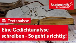 Eine Gedichtanalyse schreiben  So gehts richtig  Deutsch verstehen mit dem Studienkreis [upl. by Solracsiul432]