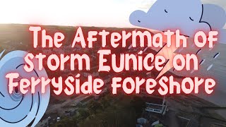 Aftermath of storm Eunice on Ferryside Foreshore [upl. by Trev]