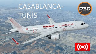 Prepar3dv54 Casablanca to Tunis TU706 A320SL Last stream in 2023 [upl. by Basilius]