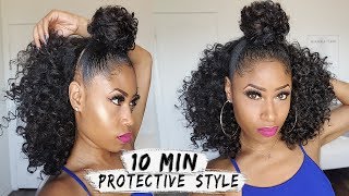 EASY 10MIN BUN  HALF DOWN CURLY STYLE  hair howto [upl. by Aivle385]