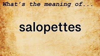 Salopettes Meaning  Definition of Salopettes [upl. by Kehoe308]