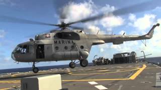 Mexican Marines Train US Marines In Fast Rope Techniques Aboard Mexican Ship Usumacinta [upl. by Normac]