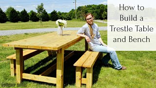 How to Build a Trestle Table and BenchFor Your Outdoor Space [upl. by Alihet155]