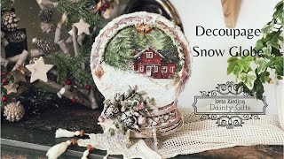 Chrisrmas Snow Globe Decoration with Decoupage amp Mixed Media [upl. by Napier152]