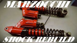 How to rebuild Old Skool Marzocchi Strada Shocks Suspension service for the Suzuki GSX 750 Project [upl. by Neslund]