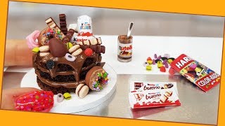 Mini kinder CHOCOLATE schock cake real cake Jennys mini cookingDIY 食べれるミニチュア [upl. by Euqinna722]