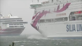 Tallink Silja Viking Line In Hard Wind In Mariehamn December 5 2015 [upl. by Hartzel]