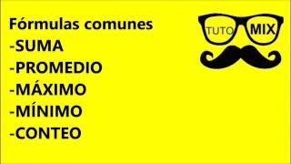 Funciones comunes SUMA PROMEDIO MÁXIMO MÍNIMO CONTAR [upl. by Trudie]