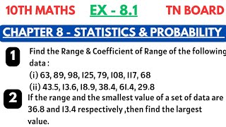 10th maths  Exercise 81 1st amp 2nd sum  Chapter 8 Statistics and Probability  By SK [upl. by Ltsyrk]