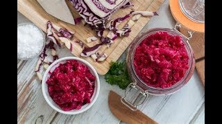 Low Fat Vegan DIY Fermented Red Cabbage Sauerkraut EASY [upl. by Bengt332]