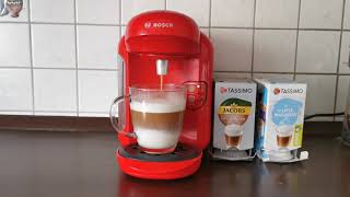 Bosch Tassimo Coffee Machine  Making a LATTE MACCHIATO [upl. by Monah427]