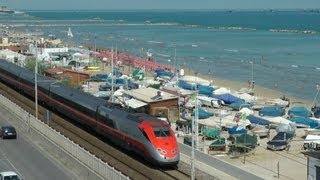 Frecciarossa MilanoAncona \ Frecciarossa Train in Adriatic Railroad [upl. by Eniwtna]