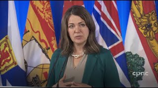 Premiers meeting in Winnipeg Alberta Premier Danielle Smith speaks with media – July 11 2023 [upl. by Ahseena]