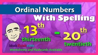 Ordinal Numbers  13th  20th with Spelling  English Speaking Practice  ESL  EFL [upl. by Kirsti868]