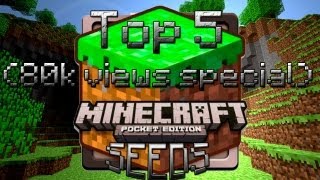 Top 5 Minecraft PE Seeds 80k views special [upl. by Kentiggerma]