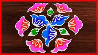 Rangoli Art  11 to 6 Dots  Easy Rangoli Designs with Kolam by sunitha 288 [upl. by Alfreda]