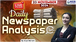 23 November 2024  Daily News Paper Analysis  November Current Affairs  AFCAT AIR 28  Arya Maam [upl. by Anaerb]