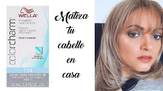 Matiza tu cabello en casa con toner Wella T14  ash blonde Rubio cenizo [upl. by Yelsna]