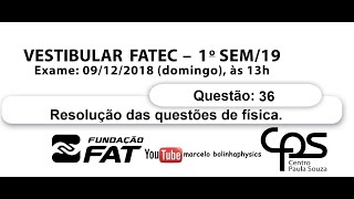 Resolução da prova de FÍSICA – FATEC – 2019  1 Questão36 [upl. by Iain]