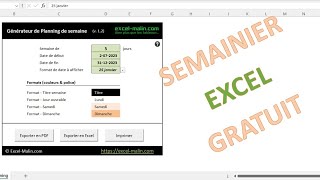 SemainierAgenda Excel amp PDF  Outil GRATUIT [upl. by Glovsky483]