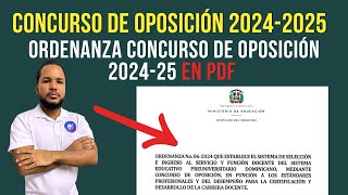 Ordenanza Concurso de Oposición 202425 en PDF ¿Le conviene este concurso al banco de elegible [upl. by Allisurd996]