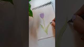 Easy tulip drawing hackart flowers artideas easy shorts viralshorts drawing painting [upl. by Hacim676]