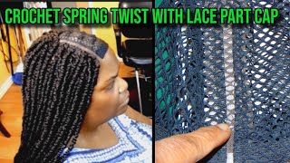 SPRING TWIST CROCHET BRAIDS WITH LACE PART CAP [upl. by Scuram]