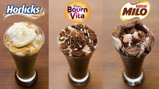 3 EASY MALT MILKSHAKE RECIPE l Horlicks MilkShake l Bournvita MilkShake l Milo MilkShake [upl. by Homovec]