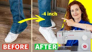 How to hem jeans using domestic sewing machine WITHOUT original hem [upl. by O'Connor]