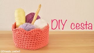 Cómo tejer cesta de trapillo a crochet paso a paso  DIY moda con Emil [upl. by Ecarret189]