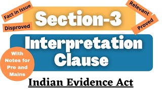 Section 3 of Indian Evidence Act  Section 3  Interpretation Clause IEA  Fact in Issue  Relevant [upl. by Llednov]